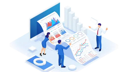 Business team examines charts and graphs, showcasing their commitment to consistent reporting and actionable financial insights.